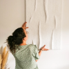 Toile abstraite relief minimaliste blanche