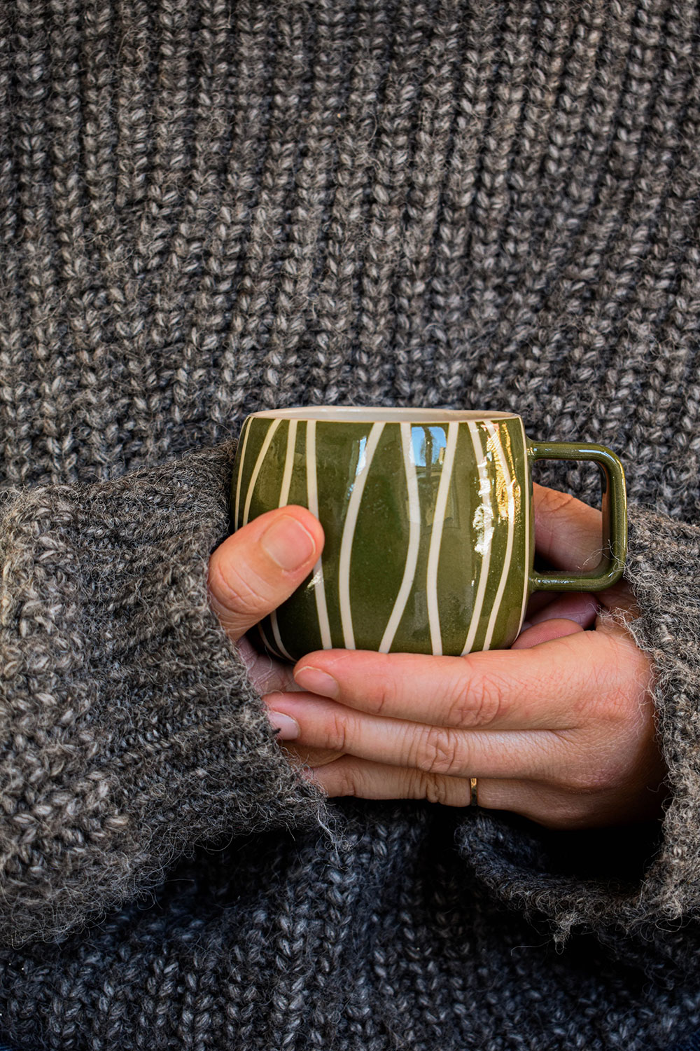 tasse couleur rayée verte cosy